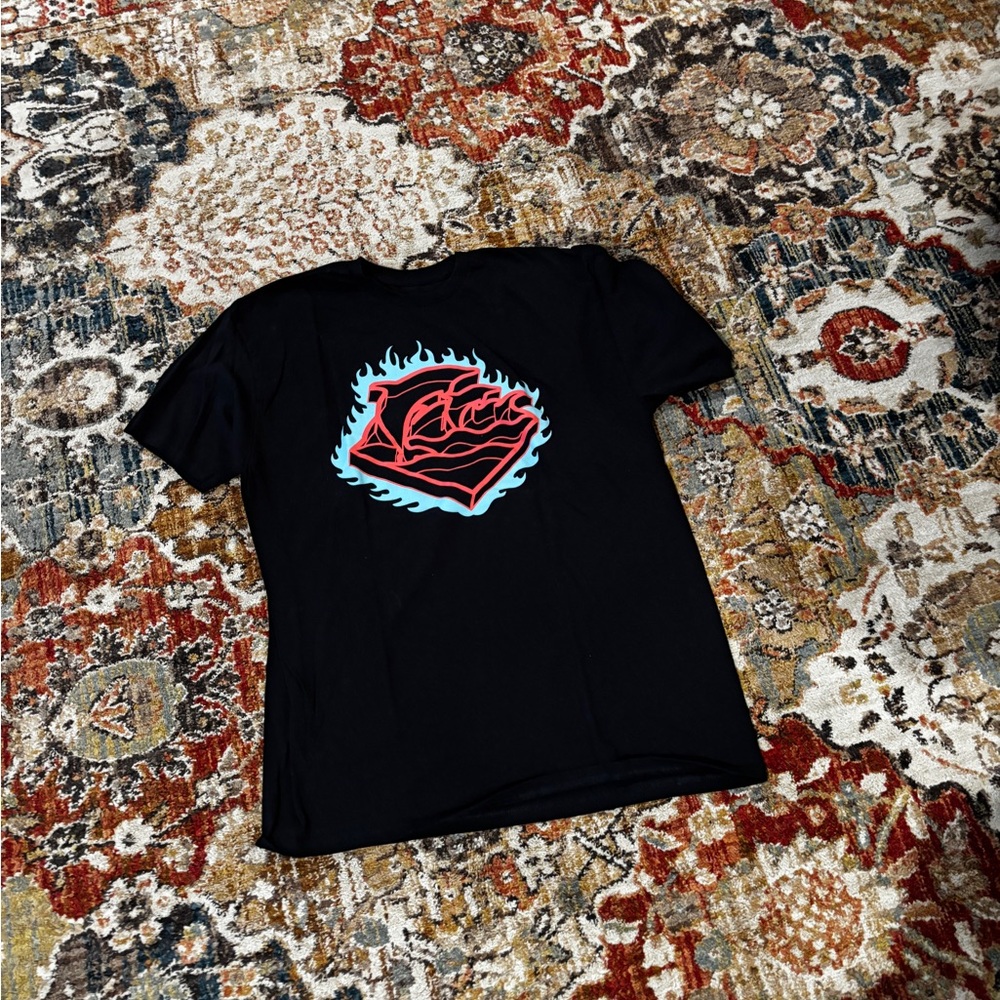 Pink Dolphin Black Tee with Blue and Red Graphic